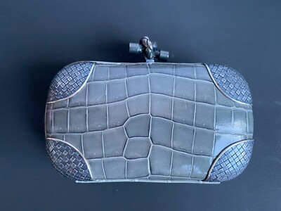 AUTHENTIC BOTTEGA VENETA GREY CROCODILE KNOT COLLECTOR ITEM (RETAIL:  $7500)