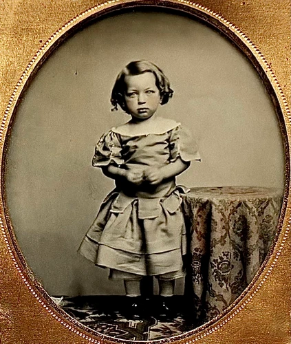 1/6th Plate Ambrotype - Adorable Baby Girl - Full Thermoplastic Union Case