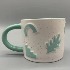 Maven Art Deco Teal & White Coffee Cup 7oz Mug With Handle NEVER USED