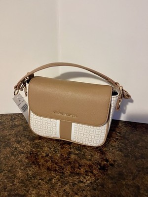 Tommy Hilfiger Beige White Logo Shoulder Bag with Adjustable Strap