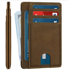 Slim Genuine Leather Wallet: Minimalist RFID Small Card Wallet for Men with ID W