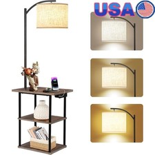 Sturdy Floor Lamp W/ Side Table USB Charging Station Reading Display