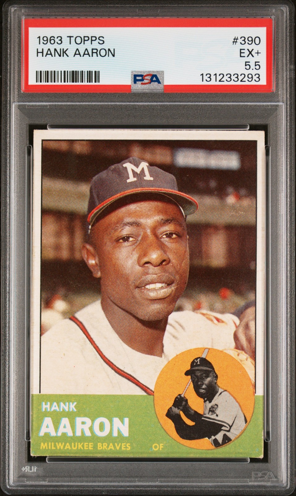 1963 TOPPS #390 HANK AARON PSA 5.5 view 1