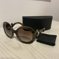 PRADA PR 27 Women s Round Oversized Brown Sunglasses Gradient Lenses Case Cloth