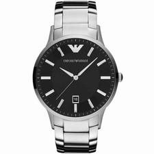 Image of Emporio Armani AR2457 Renato Men's Silver & Black Watch