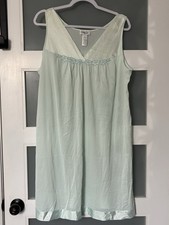 Vtg Vanity Fair Nightgown Large Mint Green Nylon Knee Length Style 30-107 Silky