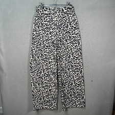 Zara Womens Size 0 Leopard Print Wide-Leg Jeans High-Waist Black / White
