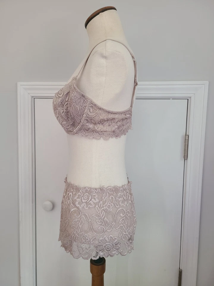 Conjunto de sujetador de encaje y panty corto Gillian & O’Malley a juego talla 38C L grande boho⛪ Foto 4 de 4