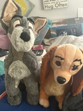 Disneyland Walt Disney World Lady and the Tramp Plush Set Lot 2 1987 Vintage