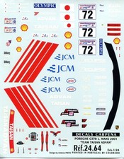 PORCHE 996 GT3 N� 72 LE MANS 2001 TAISAN ADVAN DECALS CARPENA 1/24