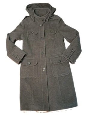 Vintage Esprit classic wool coat Removable Hood Womens Medium 