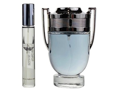 Paco rabanne invictus 2 pcs set for men: 3.4 eau de toilette spray + 0.34 eau de