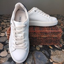 Steve Madden CATCHER White Leather Lace Up Low Top Platform Sneakers Womens 10M