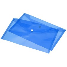12 x File Folders A4 Size Clear Envelopes Document Organizer w Snap Button Blue