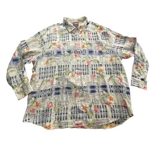 Tommy Bahama x Pendleton Shirt Mens XXXL 3XL Linen Hawaiian Aztec Reverse Print