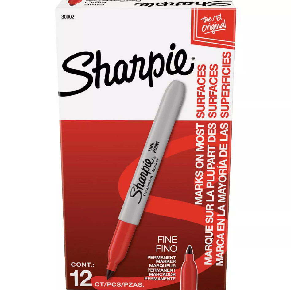 Sharpie Permanent Markers, Ultra Fine Point, Red - 12 Piece