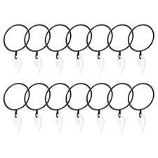 14 Pieces 2" ID Metal Curtain Rings with Plastic Pin Hooks, Black