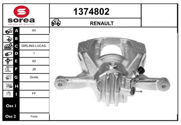 Étrier de frein SNRA 1374802 pièce de rechange hydraulique pour étrier arrière voiture