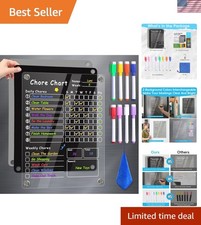 Acrylic Magnetic Chore Chart for Kids, Chore Board, Dry Erase Chore Chart, 12...