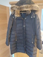 Joules Caldecott Black Down Padded Jacket with Faux Fur Hood Size 18