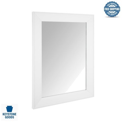 12x16 White Beveled Wall Mirror - Modern Framed Bathroom & Bedroom Decor