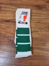 Vintage Tube Socks 70s 80s Mid Calf Green Stripe Athletic Mens NOS