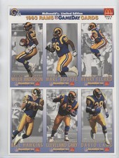 1993 Fleer McDonald's NFL GameDay Sheets Henry Ellard Bill Hawkins 0a1
