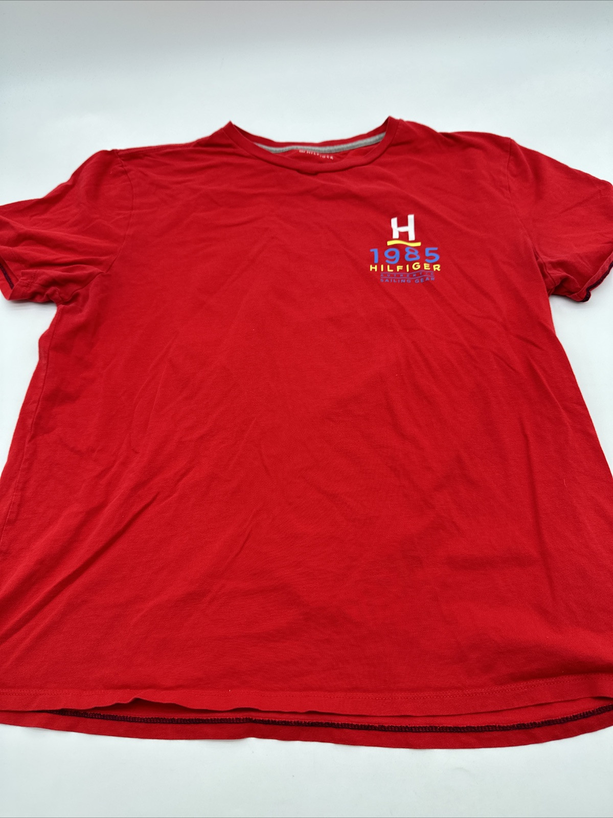 Tommy Hilfiger Men's Large Red Graphic Logo Print T-Shirt #23217
