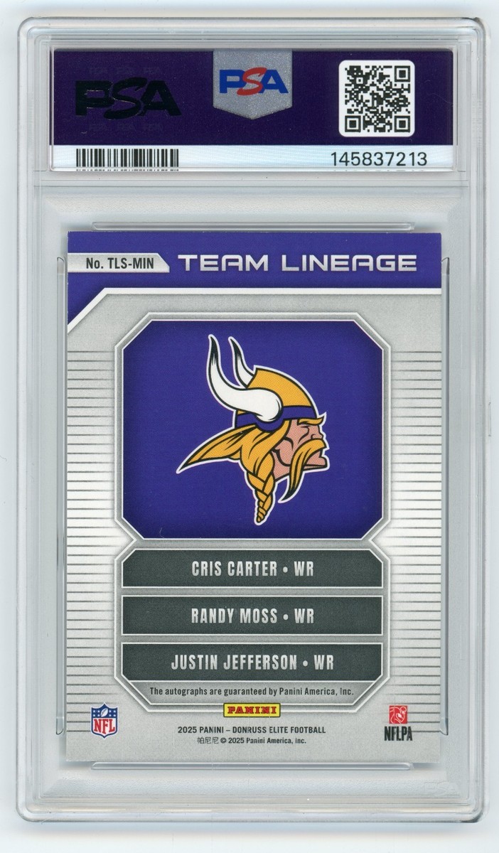 RANDY MOSS JUSTIN JEFFERSON CRIS CARTER 2025 Elite Auto #/15 Team