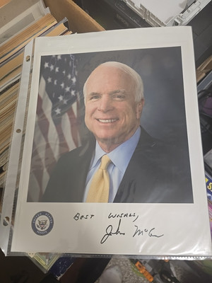 Senator John McCain Hand Signed Photo With Signed Letter 