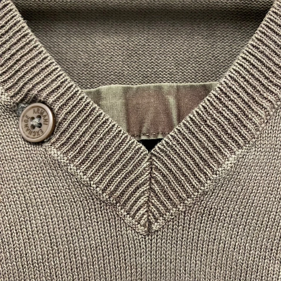 Suéter para hombre Armani Exchange talla M verde oliva tejido lengüeta enrollable largo Slv pulóver Foto 4 de 4