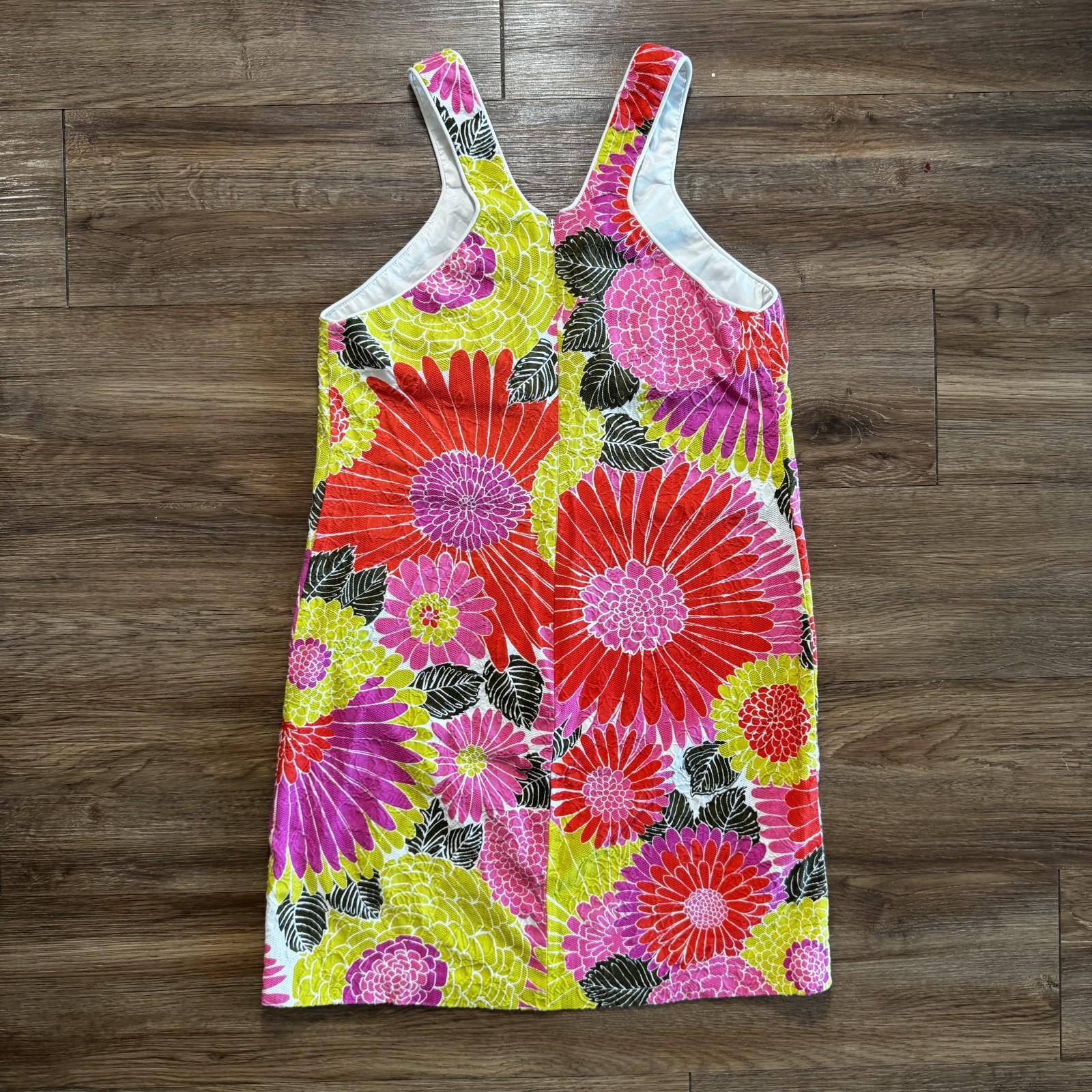 Trina Turk Demuth Dress Womens Size 8 Floral Pink Multicolor V Neck Mini Zipper