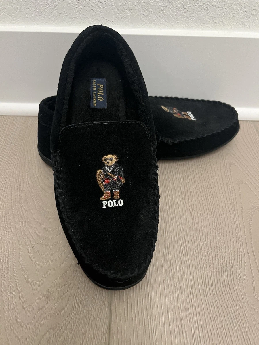 Polo Ralph Lauren Polo Bear Black Velvet House Slippers Men’s Size 10 Polo Ralph Lauren Slippers Bear | eBay main image 2