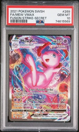 2021 POKEMON SWORD & SHIELD FUSION STRIKE SECRET #269 FULL ART/MEW VMAX PSA 10
