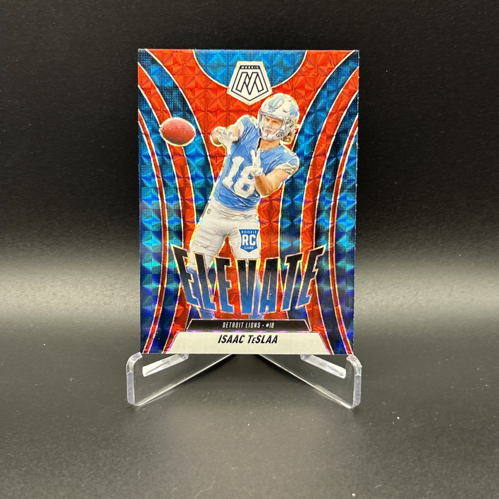 2025 Panini Mosaic - Elevate Isaac Teslaa #8 Red Mosaic Prizm (RC)