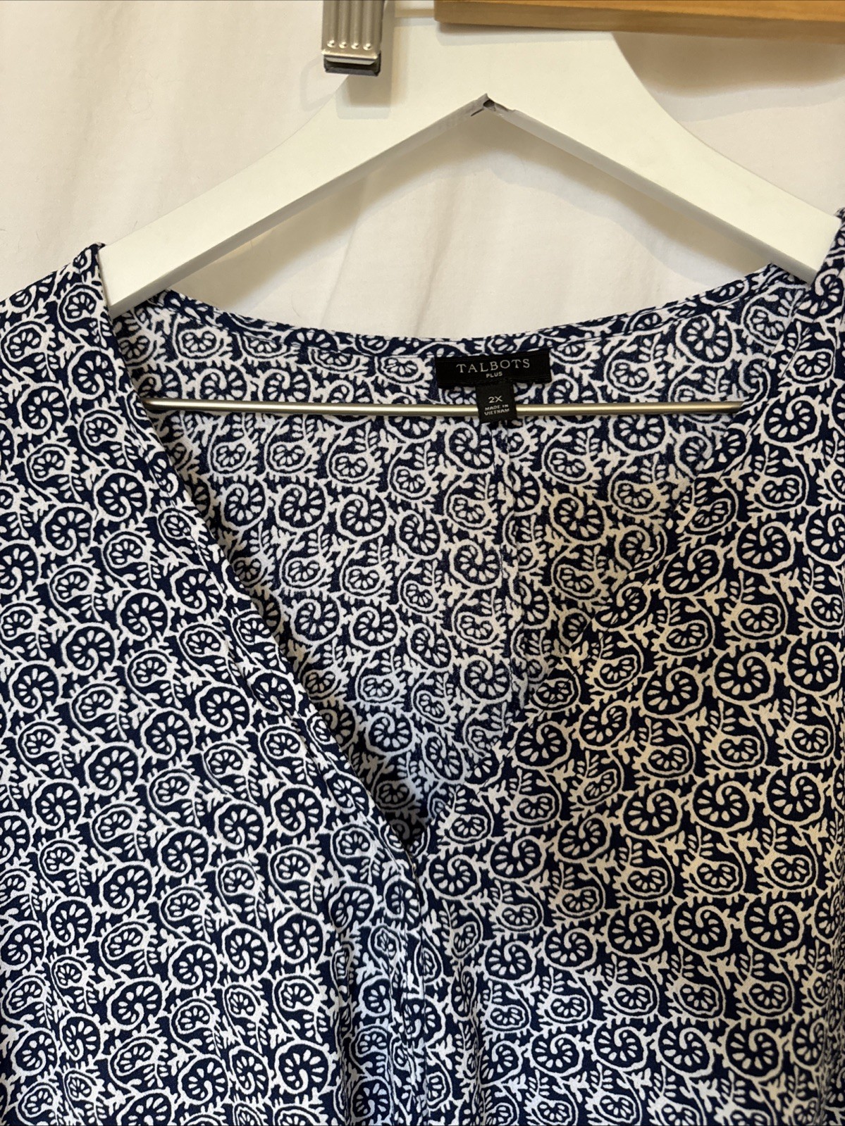 Talbots 2X Wrap Blouse Patterned Short Sleeve Bal… - image 2