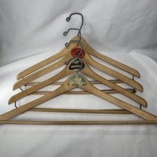 Wooden Suit Hangers Coat  Pants Mixed Lot 4 Vintage Natural Wood Ad Labels