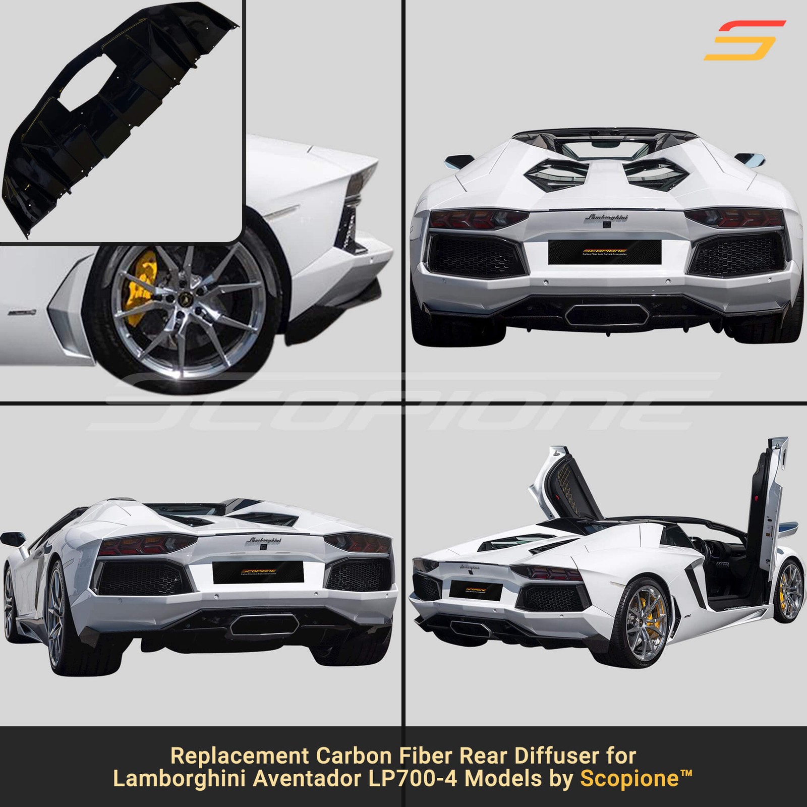 Scopione Carbon Fiber Rear Bumper Diffuser for Lamborghini 12-17 Aventador LP700