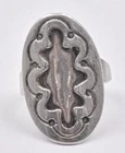 Vintage Sterling Silver Native American Signed ET Hand made Shadowbox Ring sz 6