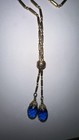 Antique 1920s Deco Czech 18 Necklace with Sapphire Blue Glass Crystal Beads — photo 3