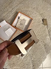 Hermes - Men  s Silver Constance Leather Belt  Reversible 38mm Size 85 