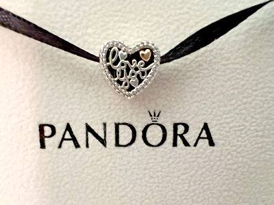 Pandora Sterling Silver with 14K Gold Love Script Heart Charm