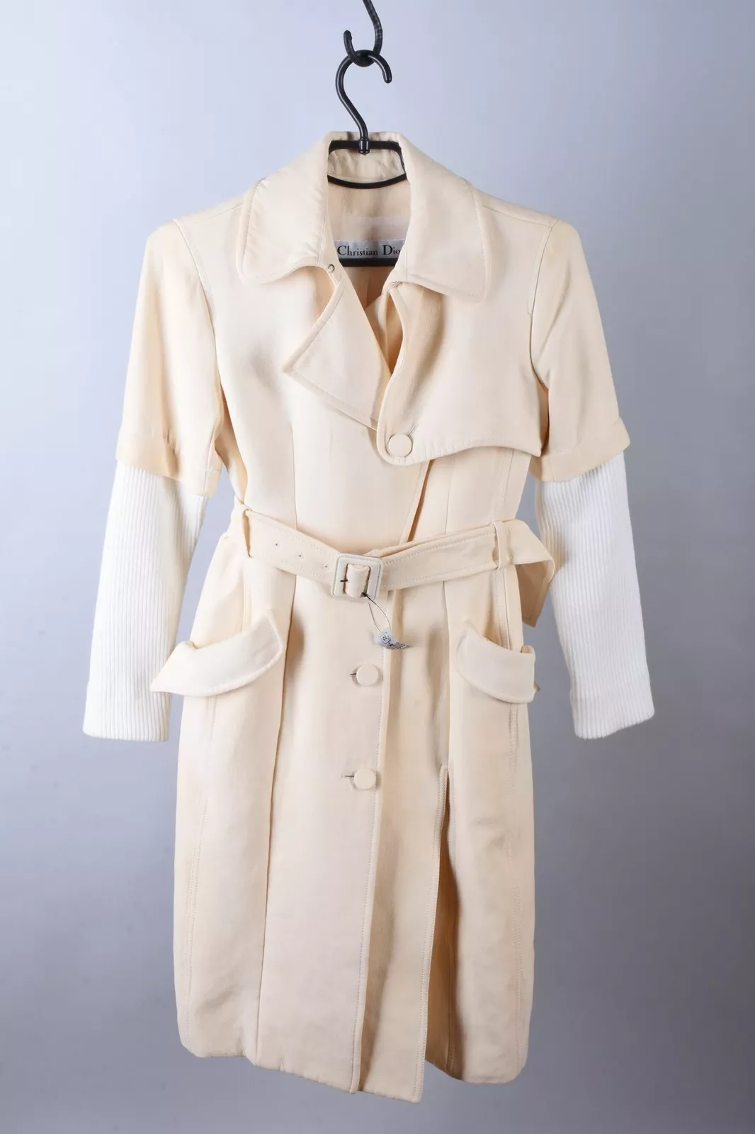 Manteau ceinture laine soie pour femmes designers classiques Christian Dior taille S/Royaume Uni8