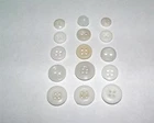 15 VINTAGE ASSORTED SIZES & STYLES OF MILK GLASS & WHITE GLASS BUTTONS