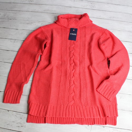 Chaps Women's Cable Knit Tunic Sweater Size M Pullover Turtleneck eBay