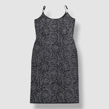 Versace Women's Black Metallic Barocco Medusa '95 Scoop Neck Dress Size 46