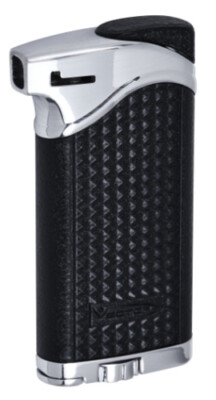 Vector Maximus 45 Soft Flame Pipe Lighter Black Crackle w/ Tamper Tool - 8274