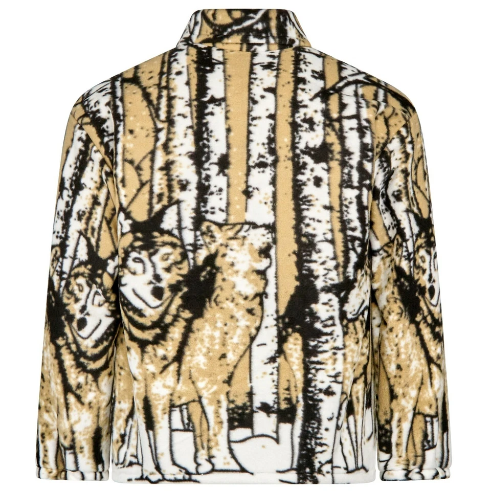 LADIES WOMENS DOUBLE FLEECE ANIMAL PUPPIES WOLF DOLPHIN WILD PRINTED JACKET COAT - Image 2 of 4