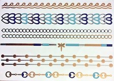 Flash Disposable Temporary Adhesive Tattoo Gold Silver Turquoise Blue 9teile