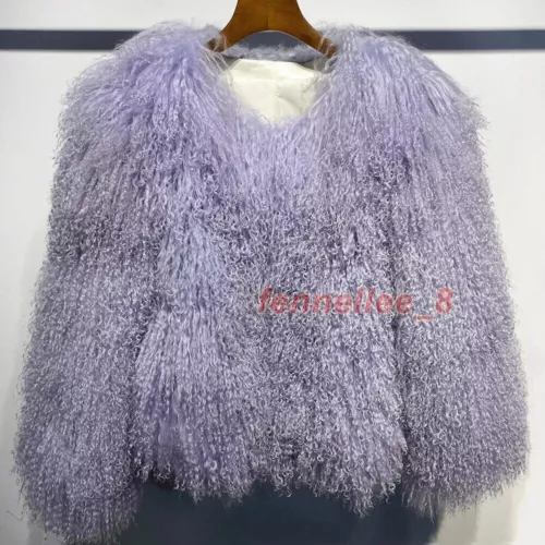 Damen-Kurzmantel echtes mongolisches Lamm Schaf lockiges Fell Jacke Winter warm Oberbekleidung - Bild 17 von 38